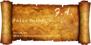 Felix Acicét névjegykártya